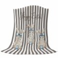 thumbnail image 6 of Easter Rabbits Blanket Soft Cozy Warm Throw Blanket for Couch, Plush Fuzzy Flannel Fleece Blankets for Sofa, Watercolor Flowers Bunny Love Brown Stripes Bed Blankets Gifts for Men, 40"x60", 6 of 9