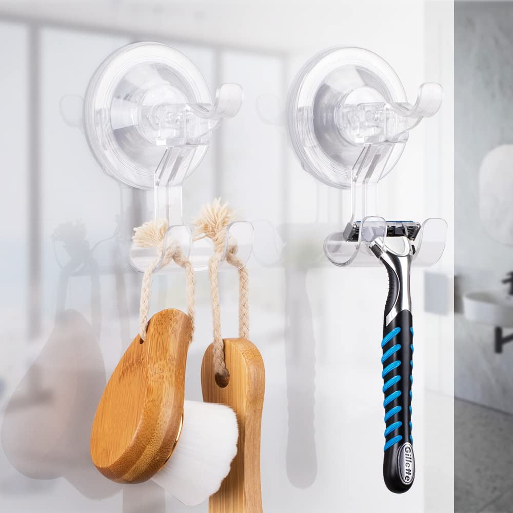 D Suction Cup Hooks, Waterproof Razor Holder for Shower Wall