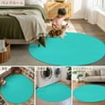 thumbnail image 6 of Turquoise 3.3ft Round Rug, Farmhouse Solid Teal Color Modern Art Non-Skid Rubber Backing Large Area Rugs - Living Room Bedroom Home Office, Indoor Floor Mat Carpets Washable Rug, 6 of 9