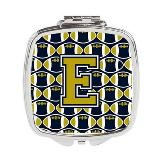 Carolines Treasures Letter E Football Blue & Gold Compact Mirror