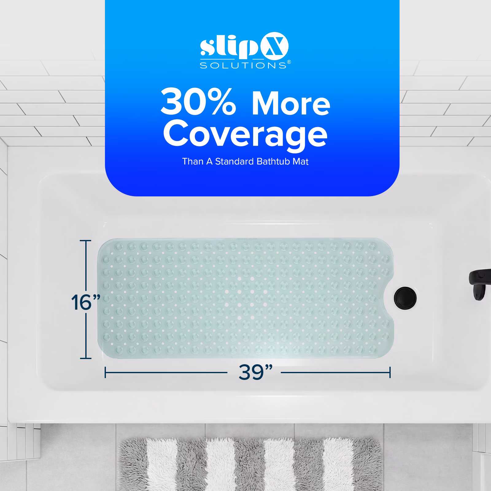 thumbnail image 6 of SlipX Solutions Bathtub Mat Non Slip 39 x 16, Extra Long Bathroom Shower Mat, Suction Cups, 6 of 8