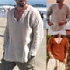 thumbnail image 3 of Mens Shirts Deep V-Neck Long Sleeve T-Shirt Tee Blouse Top Casual Muscle, 3 of 8