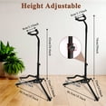 thumbnail image 3 of cyrico Guitar Stand, Folding Universal Guitar Stands Floor with Secure Lock Neck Holder, Adjustable Tripod Guitar Stand for Acoustic Bass Electric Guitars, Black, 3 of 8