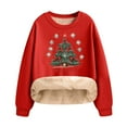 thumbnail image 2 of Women's Plus Size Christmas Printed Sweatshirt Long Sleeve Round Neck Fleece Lined Warm Holiday Party Wear Casual Pullover, 2 of 6