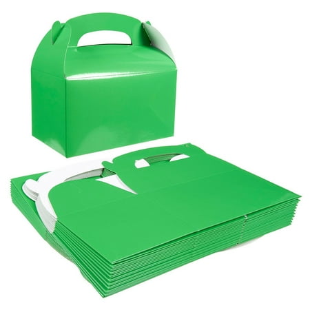 Pack of 24 Paper Treat Boxes - Gable Favor Boxes - Fun Party Play Goodie Boxes - 2 Dozen Bright Green Birthday Party Shower Loot Gift Boxes - 24 Count - 6.2 x 3.5 x 3.6