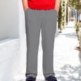 thumbnail image 2 of CPNG Boys Dress Pants Straight Pants Solid Color School Uniform Pants Classic Elastic High Waist Uniform Pants(Grey,10-11 Years), 2 of 9