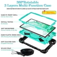 thumbnail image 6 of Kids 3-layer Design Case for Samsung Galaxy Tab S8 2022, with Pencil Holder 360 Rotating Kickstand Hand-strap/ Shoulder Strap Heavy Duty Protective Tablet Cover for Tab S7 2020 11 inch (Green Black), 6 of 7