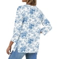 thumbnail image 4 of Women Blouses Dressy Casual 3/4 Sleeve Tee Tops Henley Neck Button Down Graphic Print Half Sleeve Tunic Shirts, 4 of 4