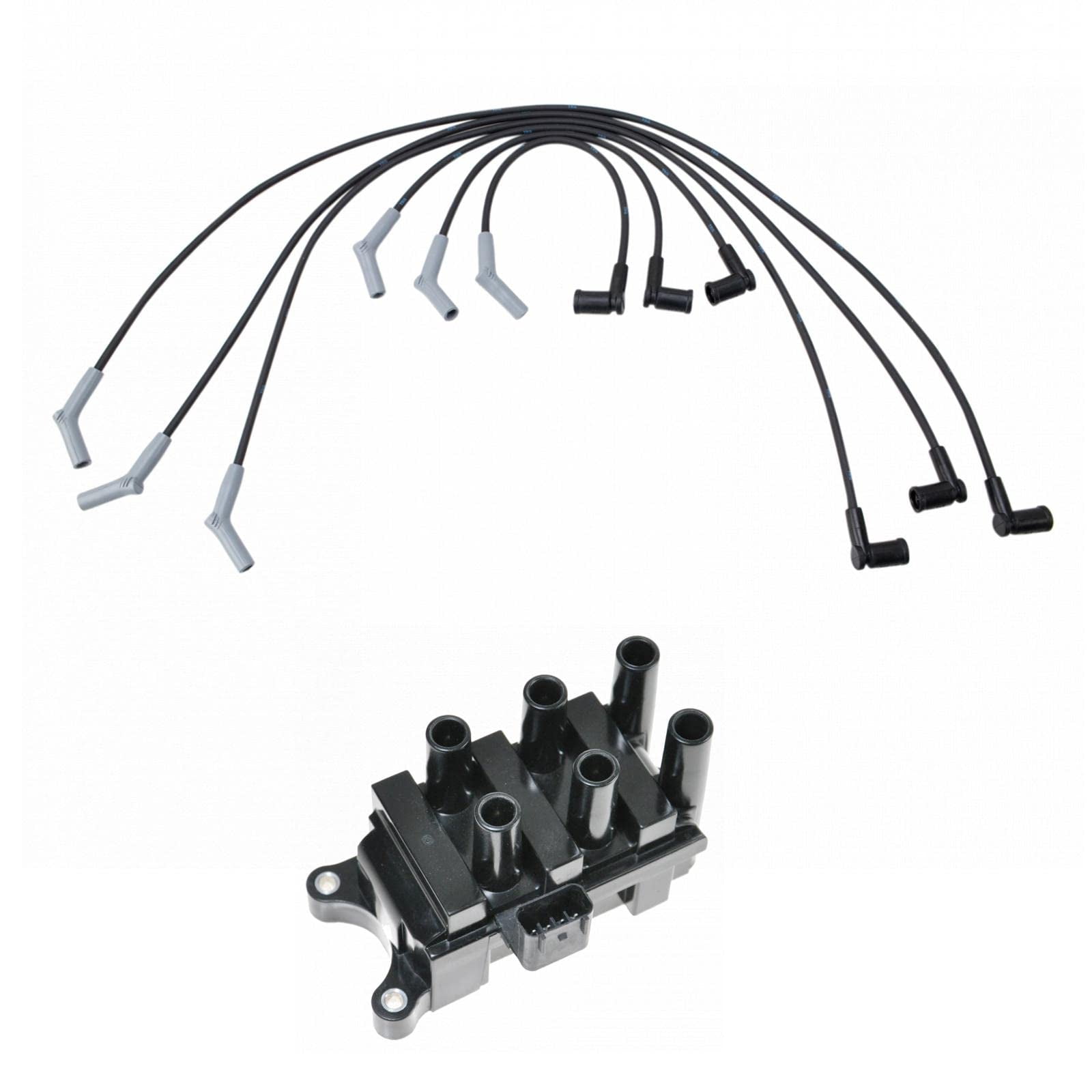 TRQ Ignition Coil Pack & Spark Plug Wire Set for Ford F150 E150 E250 4.2L ICA60066 Fits select: 2004 FORD F-150 HERITAGE, 2001-2003 FORD ECONOLINE