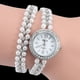 thumbnail image 3 of Reloj de cuarzo con banda de aleación de moda, reloj femenino con diamantes de imitación y perlas de imitación brillantes (plata), 3 of 3