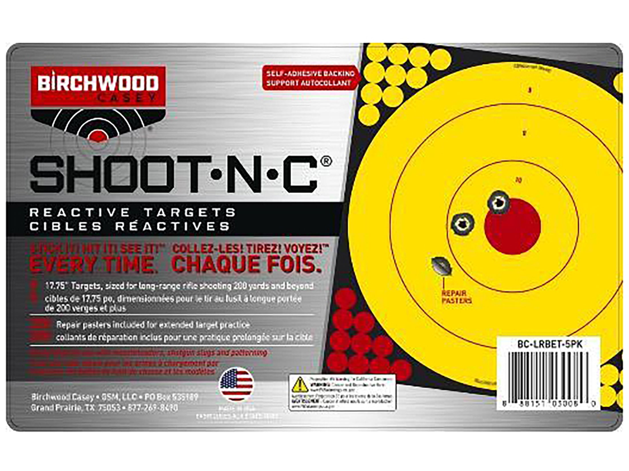 Birchwood Casey Long Range 17.75" Bullseye Target 5PK with 200 Pasters