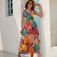 thumbnail image 5 of Pastel Rainbow Lollipop Womens Night Club Maxi Dress V Neck Sleeveless Bohemia Long Dresses, 5 of 9