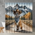 thumbnail image 2 of Welcome Fall Western Cowboy Boxer Enjoys Majestic Autumn Shower Curtain Boxers Dog Lover Gifts Idea Waterproof Bathroom Bathtub Curtain - 01007, 2 of 5