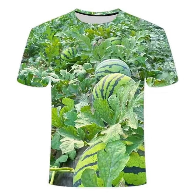 Chemise d'Été Imprimée 3d Melon D\'eau Hip Hop pour Hommes, Personnalité, Manches Courtes, Alternative à la Mode, Col Drôle, Grande Taille, Belle Chemise Deng