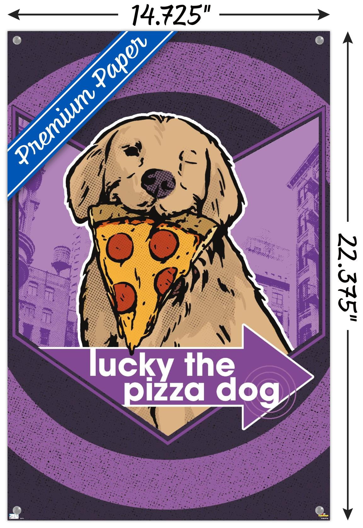 Marvel Hawkeye - Lucky (Pizza Dog) Graphic Wall Poster with Push Pins, 14.725" x 22.375"