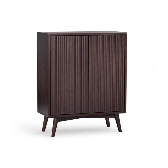 Teamson Home Tremolo Modern Boho Accent Cabinet with Adjustable Shelves, Push-Open Doors, Solid Wood & Fluted Fronts