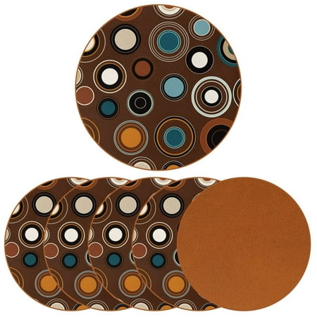 

YZUOUZY Home Decor Table Decor 6 Pack Round Bar Coasters Circles Brown Yellow Grey Orange Blue