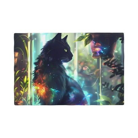 

Placemats Set of 4 / 6 Cosmic Cat In Window Placemats for Dining Table Indoor/Outdoors Heat Resistant Washable Placemats 18 x 12