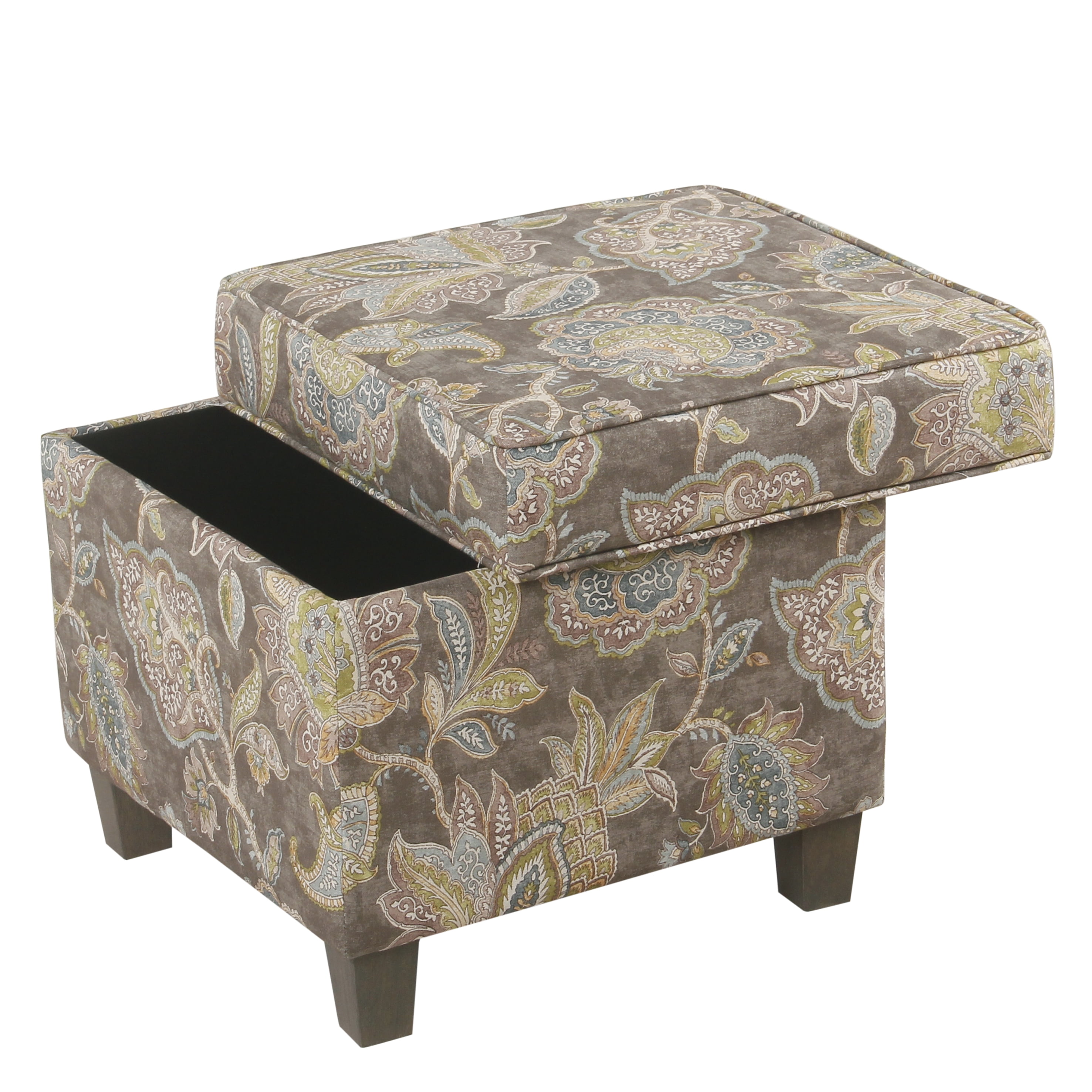 HomePop Square Ottoman with Lift Off Top, Multiple Colors