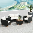 thumbnail image 5 of Costway 4 PCS Wicker Patio Furniture Set with Removable Cushions Storage Coffee Table White, 5 of 11
