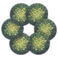 thumbnail image 2 of Haosy Set of 6 Drink Woven Coaster with Holder Heat Resistant Non-Slip Bar Coasters 4 Inches Green Mandala with Leaves, 2 of 7