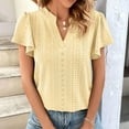 thumbnail image 2 of Timegard Eyelet Tops for Women V Neck Ruffle Short Sleeve Loose Tee Shirts Summer Beach Dressy Casual, 2 of 8