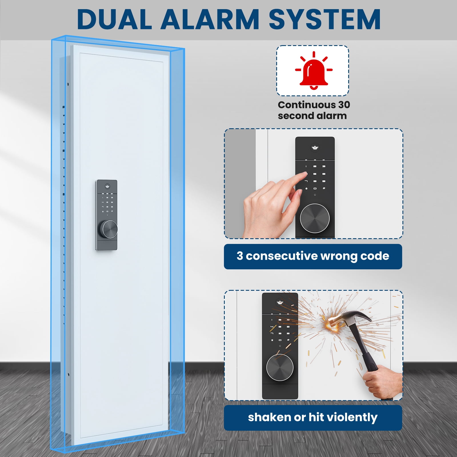 Karbeen 53" Hidden Gun Safe- Wall Safes Between the Studs with Dual Alarm System and Silent Mode for Home Firearm Money Valuables