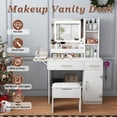 thumbnail image 2 of CQSXDA Functional Vanity Desk with Built-In LED Mirror Lights, 3 Drawers and Power Outlet, Perfect Makeup Table for Women, 2 of 15