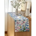 thumbnail image 5 of Table Runner 108 Inches Long for Kitchen Dining, Blue Spring Floral Dresser Scarf Farmhouse, Dining Table Decorations for Wedding/Parties, Pink Flowers Butterfly Wooden Watercolor 13 x 108 In, 5 of 8