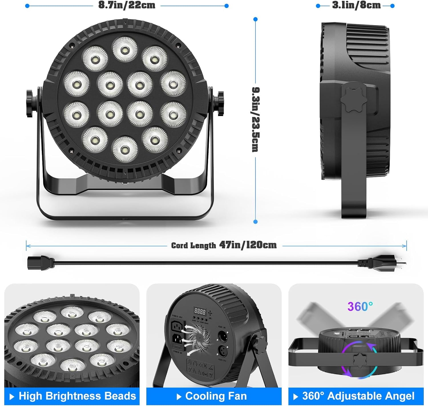 8 Pcs LED Par Lights RGBW DJ Light Stage Lighting 14x6W Uplights for Events by Sound Activated and DMX Control Uplighting for Wedding Church Live Show Disco Parties