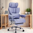 thumbnail image 2 of Desk Office Chair Big  Back PU Leather Computer Chair  Executive Office Chair with Leg Rest and Lumbar Support  Grey Office Chair, 2 of 6