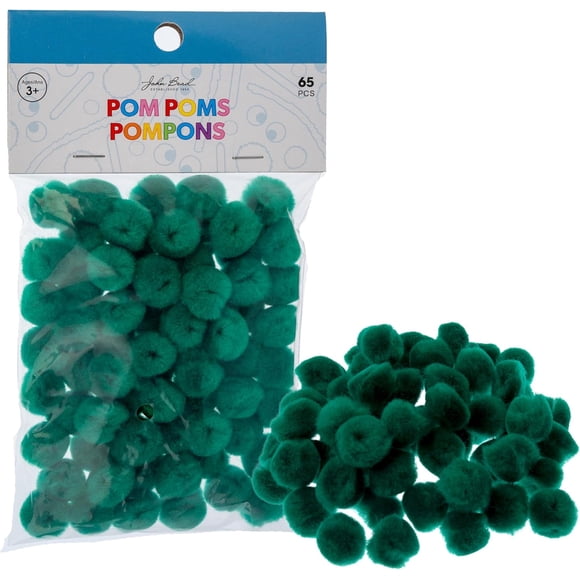 John Bead 65pcs 0.5in Dark Green Round Pom Poms for Crafts DIY Art Creative School Projects Party Favors Decorations Supplies