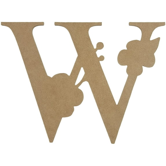 Wooden Letter Unfinished, Floral Times Font, Craft Cutout