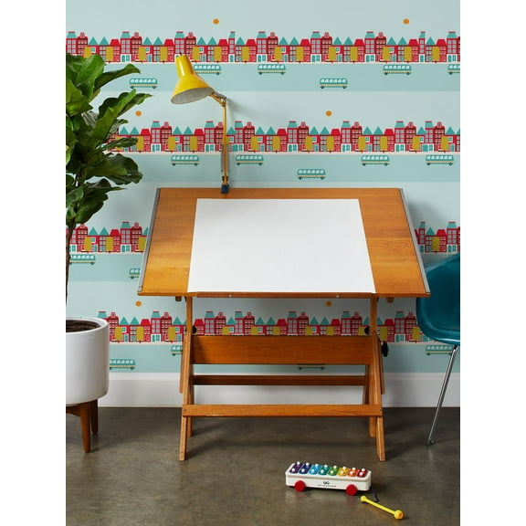 Bus Route Removable Vinyl Wallpaper by Fisher-Price - Red