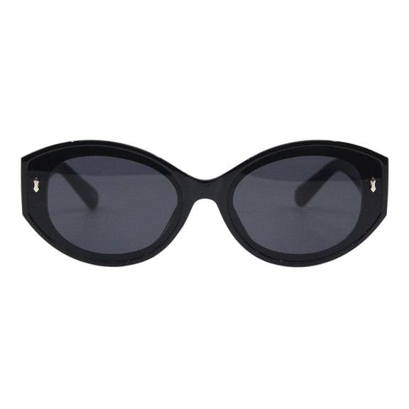 Women's Oval Sunglasses Slightly Oversized Retro Style UV400 Black