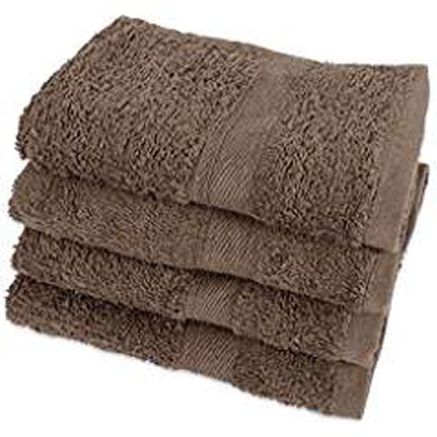 Set of 4 Brown Hand Towels 16" x 26"