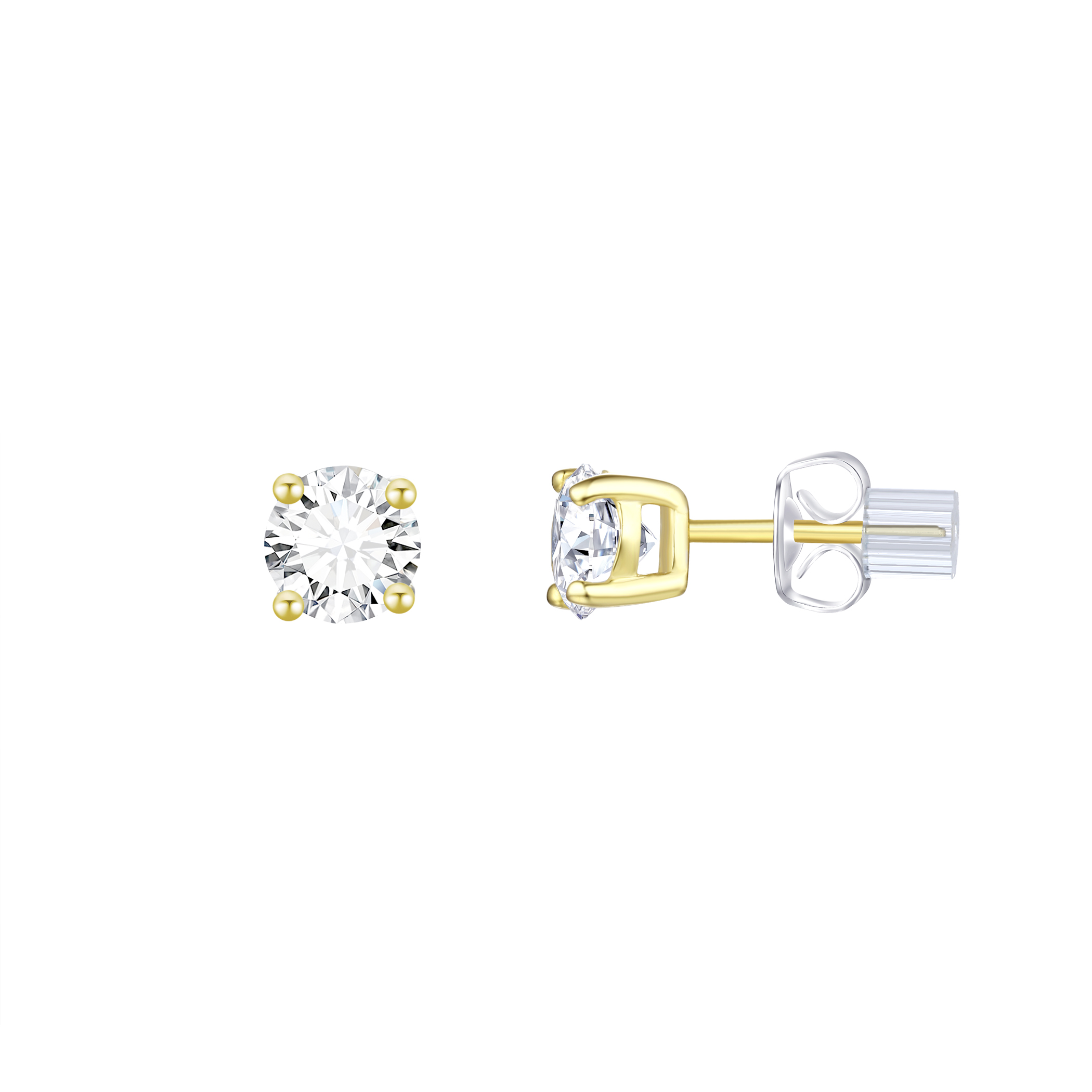 Brilliance Fine Jewelry Women's Simulated Diamond Earring Set with Double Row Clicktop Hoop in 14KT Gold Plated Sterling Silver