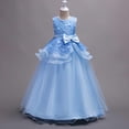 thumbnail image 4 of ATOGUTA Girl Dresses for Special Occasions Blue Sleeveless Tulle Long Formal Wedding Pageant Party Fancy Princess Ball Gown Dresses 5T-15, 4 of 5