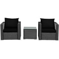 thumbnail image 4 of Patiojoy 3PCS Patio Rattan Furniture Conversation Set with 2 Cushioned Sofas & Coffee Table for Outdoor Black, 4 of 6