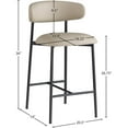 thumbnail image 3 of Meridian Furniture Lupita Taupe Vegan Leather Counter Stool (Set of 2), 3 of 8