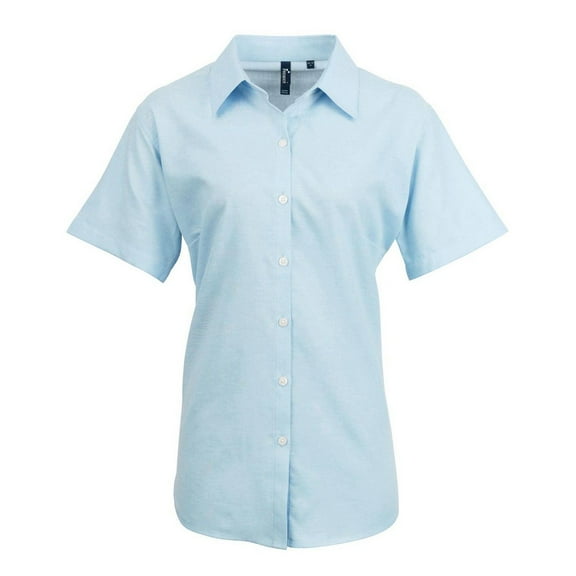 Premier Womens Signature Pearlised Oxford Short-Sleeved Shirt