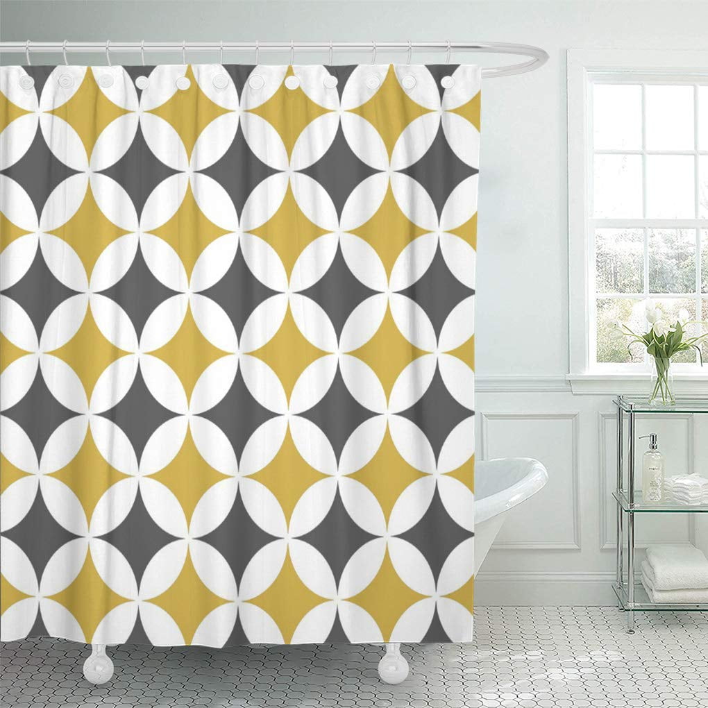 Yusdecor Yellow Grey Classic Geometric Circles In And White Designer Bathroom Decor Bath Shower Curtain 60x72 Inch Walmart Canada