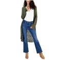 thumbnail image 1 of Hooked Up by IOT Womens Pointelle Bell Sleeve Duster Cardigan Sweater, ltpasgrn, Juniors, L, 1 of 1