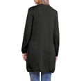 thumbnail image 3 of Suéter largo de cardigans de manga larga INSPIRE CHIC para mujer, abierto al frente, ligero, tejido, talla XL, negro, 3 of 6