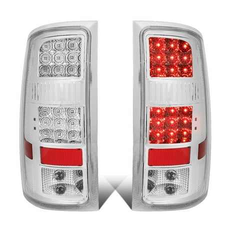 Lead Lights For 2014 Gmc Sierra for 2007-2014 gmc sierra pair chrome housing clear lens full led tail light rear brake lamps ()