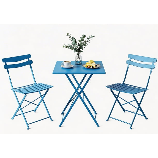 Garvee juego bistró de 3 piezas con diseño plegable, mesa y 2 sillas para uso interior o exterior en balcón, patio o jardín