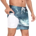 thumbnail image 2 of joogoo Men's Sea Lightning View Swim Trunks with Liner Pocket Beach Shorts Medium, 2 of 9