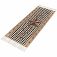 thumbnail image 2 of Kitchen Rug Runner 2'x 5', Brown Texas Star Retro Indoor/Outdoor Washable Carpet with Tassels, Country Star Buffalo Plaid Wooden Reversible Low-Pile Soft Area Rug for Living Room, Bedside, Sink, 2 of 9