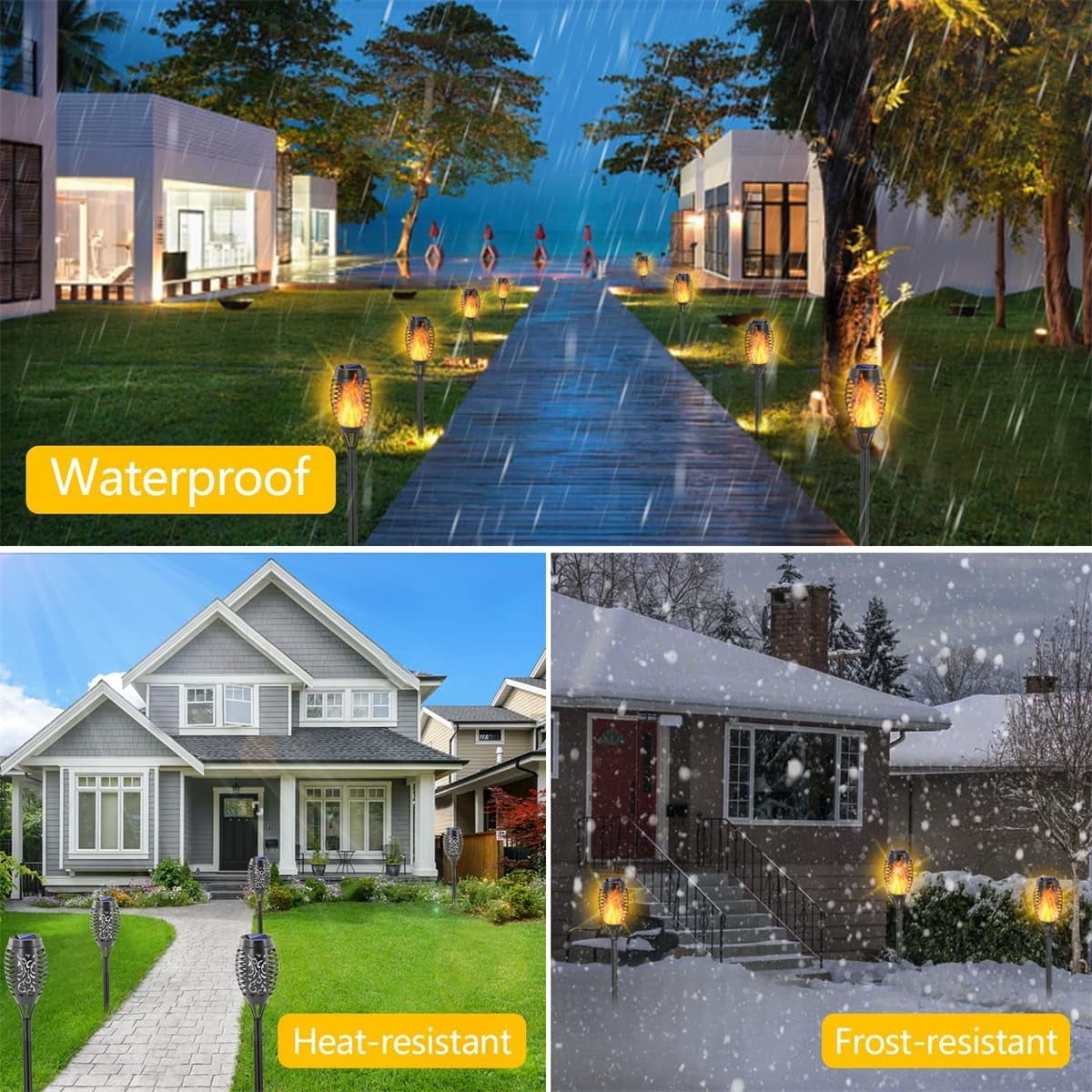 REQO 8 Solar Lights Outdoor Garden,Waterproof LED Landscape Lights Ornaments,Flickering Dancing Flaming Torch Solar Lights Stake for Pathway Yard Patio Walkway Lawn Decorative