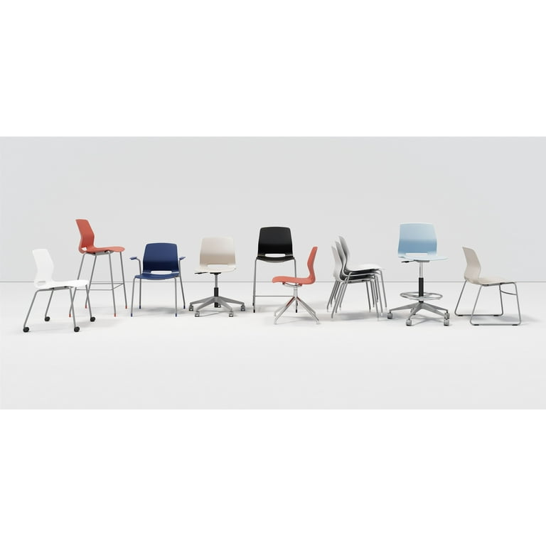 Olio Designs Lola Sled-Base Office Stack Chair, Light Grey